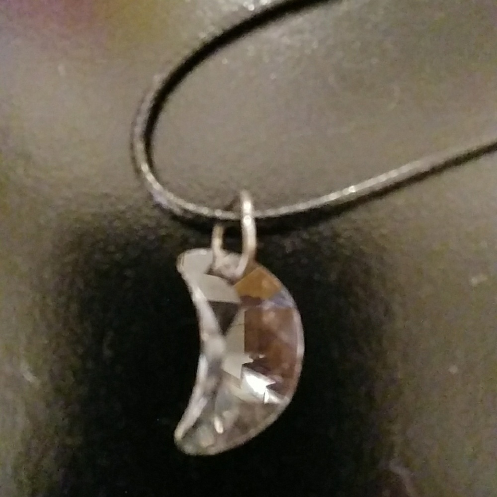 Marshmallow Crystal Clear Moon Necklace
